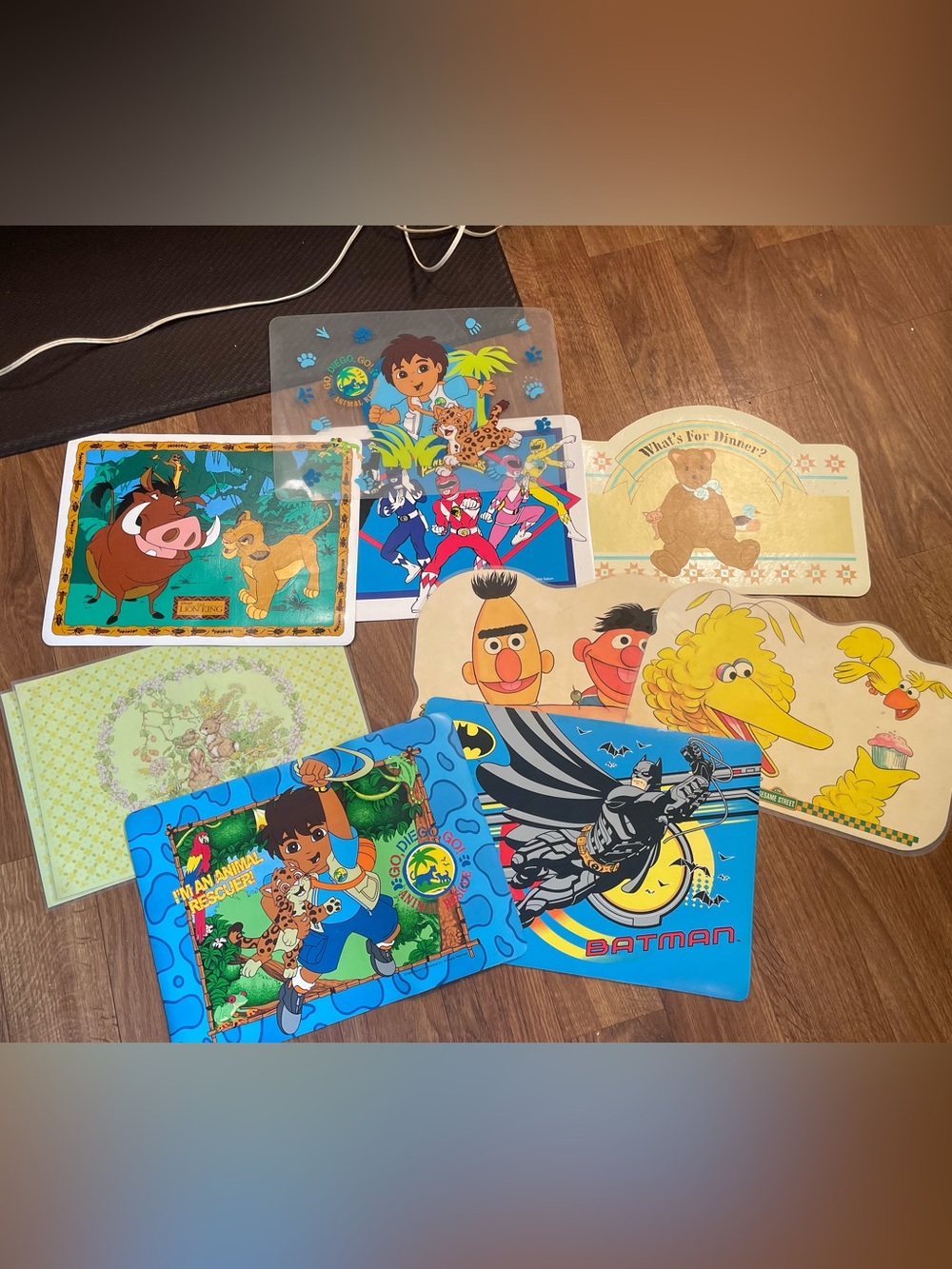 Vintage Kids Character Placemat Lot Of 10 Sesame Street Batman Lion King Dora